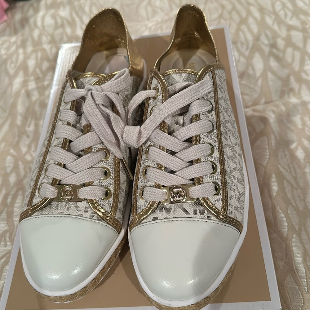 White and gold Michael kors sneakers size 7.5